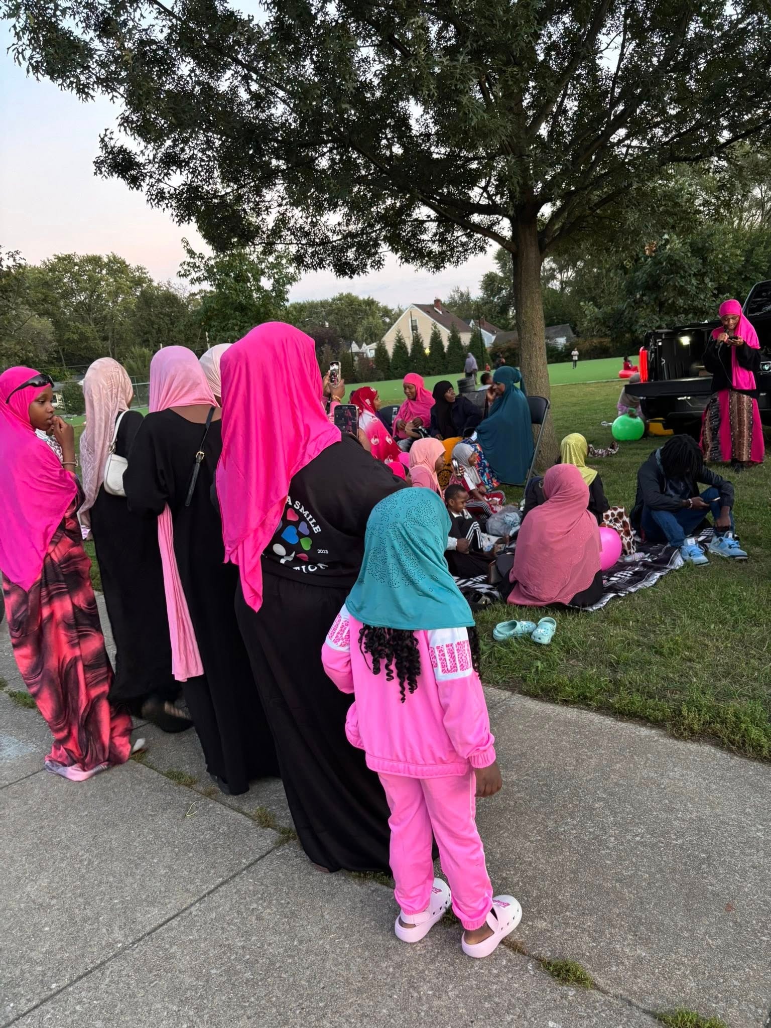 Community gathering in a park
