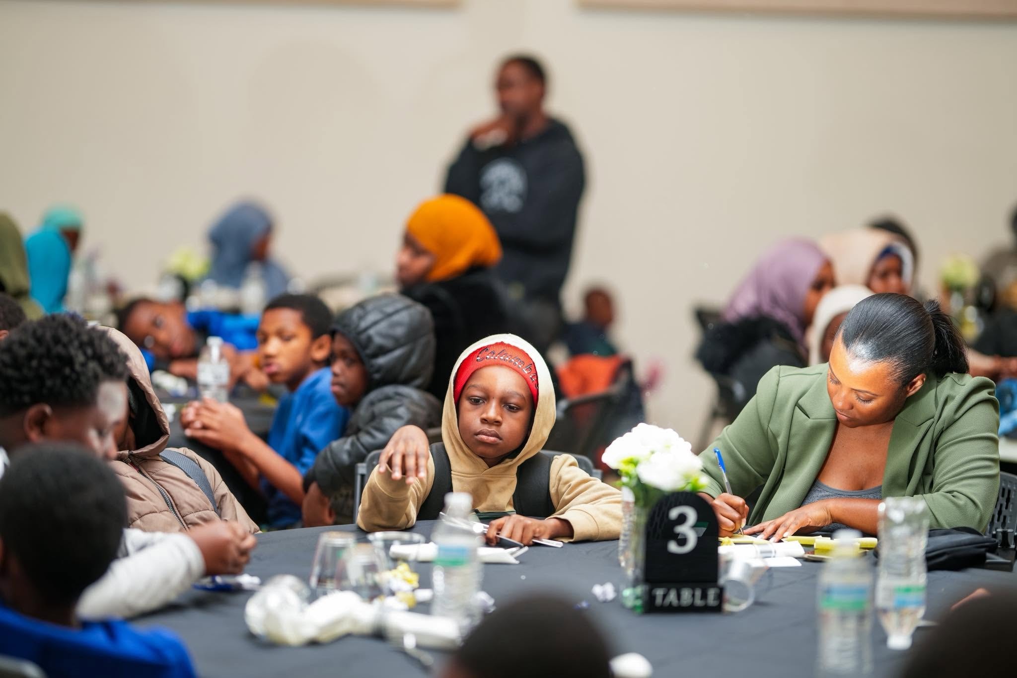 Children participating in a community art workshop