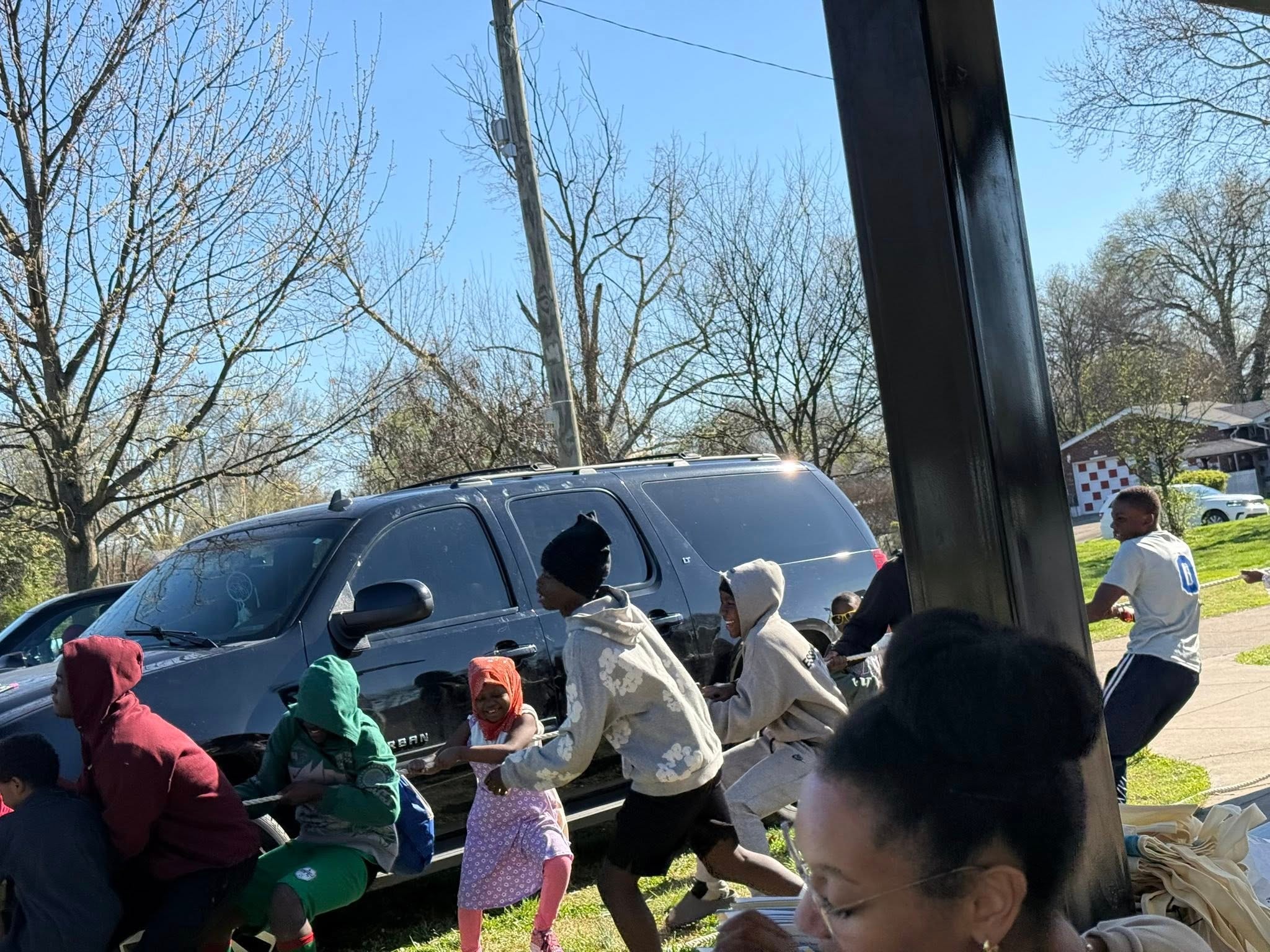 Community gathering at an outdoor spring event