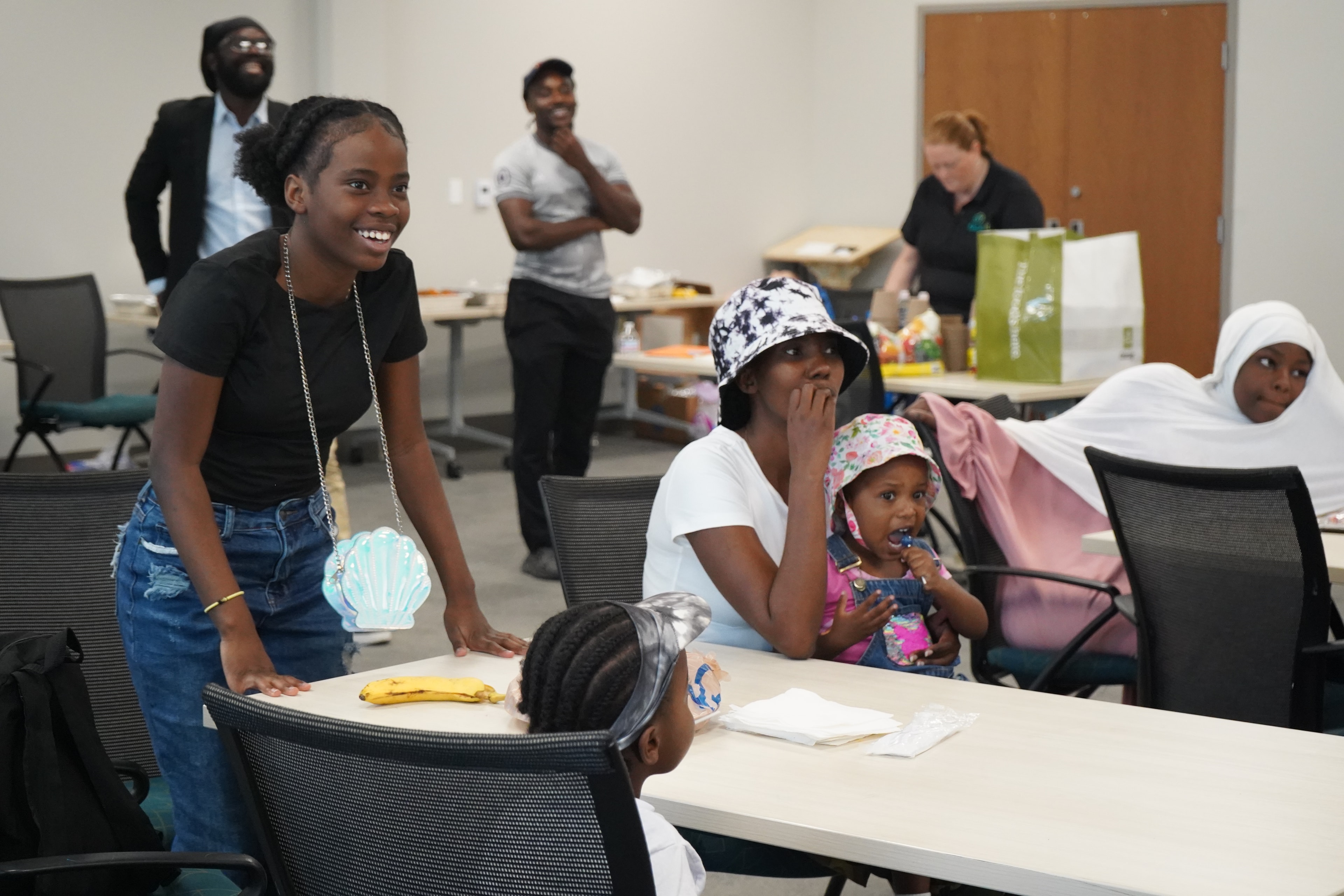 Community group gathering in a classroom setting